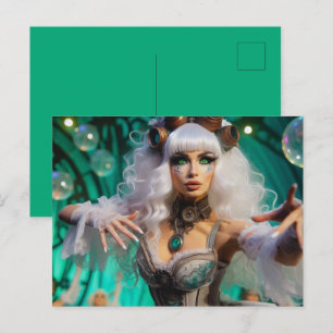Carte Postale Steampunk Victorian Futuristic Green Dancer