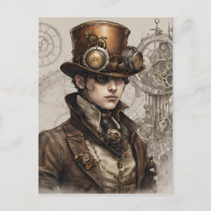 Carte Postale Steampunk Victorian Gentleman Artwork
