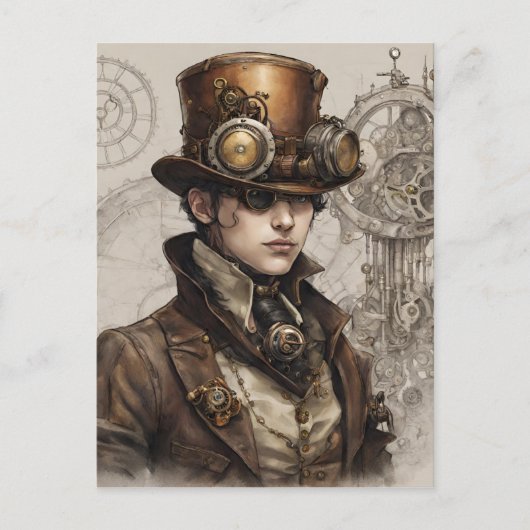 Carte Postale Steampunk Victorian Gentleman Artwork (Devant)