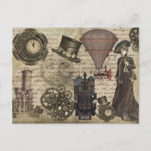 Carte Postale Steampunk Vintage Industrial Victorian Dystopian