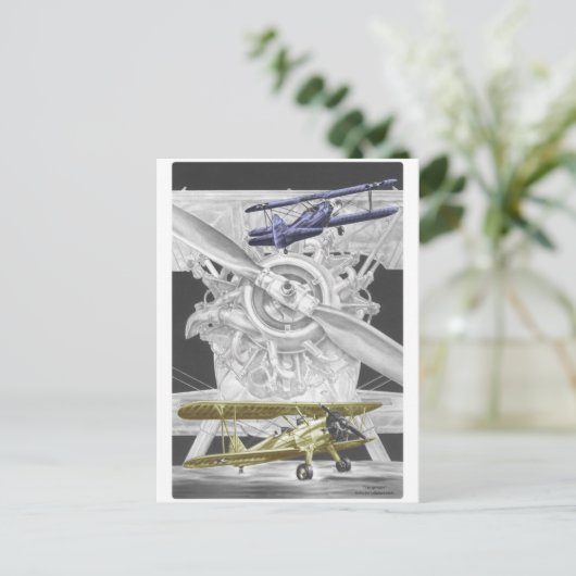 Carte Postale Stearman Biplane (Debout devant)