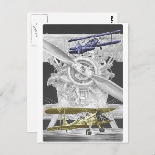 Carte Postale Stearman Biplane (Devant / Derrière)