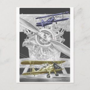 Carte Postale Stearman Biplane