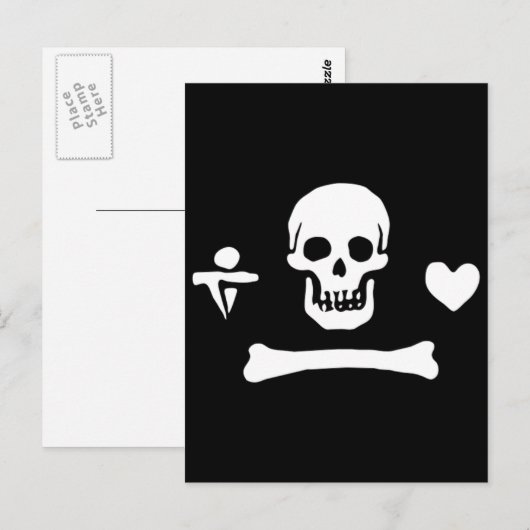 Carte Postale Stede Bonnet authentique drapeau de pirates (Devant / Derrière)