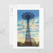 Carte Postale Steeplechase Park Parachute Jump Jump Heure de Jou (Devant / Derrière)