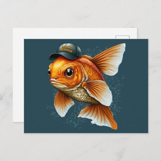 Carte Postale Steet Goldfish en Casquette Nowruz Mobarak (Devant / Derrière)