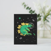 Carte Postale Stégosaures Dinosaures Verts Tannés Dans L'espace (Debout devant)