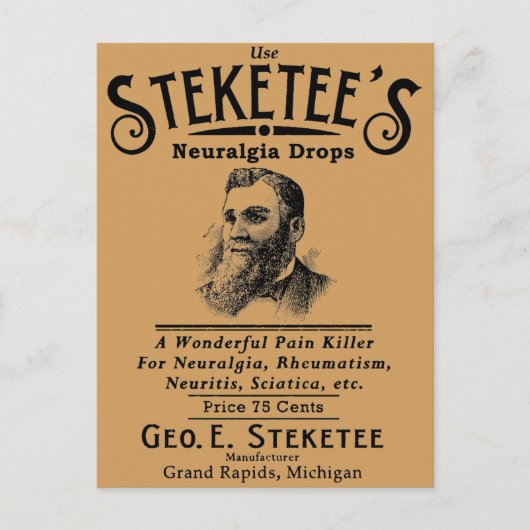 Carte Postale Steketee's Neuralgia Drops Grand Rapids, MI (Devant)