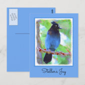 Carte Postale Steller's Jay Painting - Art original pour oiseaux (Devant / Derrière)