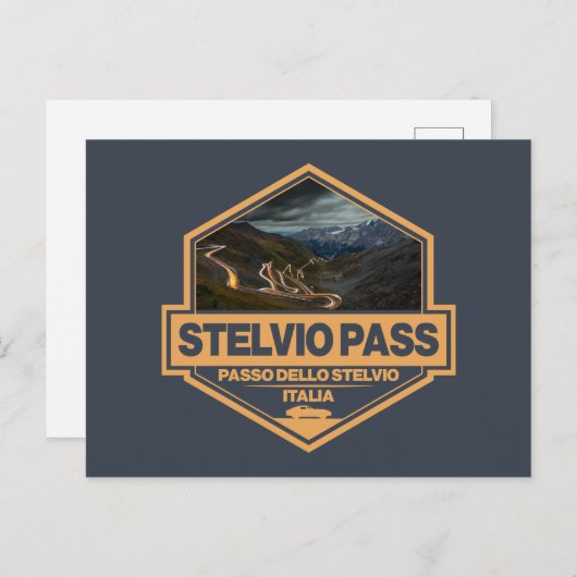 Carte Postale Stelvio Pass Passo Dello Stelvio Travel Art Badge (Devant / Derrière)