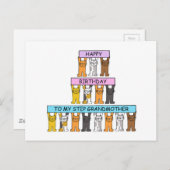 Carte Postale Step Grand-mère Joyeux Anniversaire Cute Cats (Devant / Derrière)