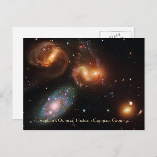 Carte Postale Stephans Quintet espace profond étoile galaxie clu (Devant / Derrière)