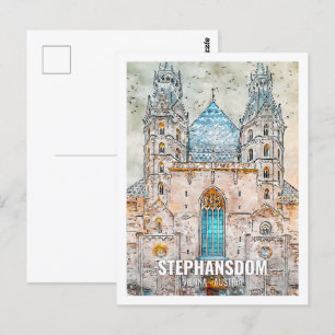 Carte Postale Stephansdom Vienne Autriche Lieu de voyage Aquarel