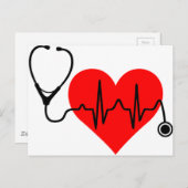 Carte Postale Stéthoscope Heartbeat (Devant / Derrière)