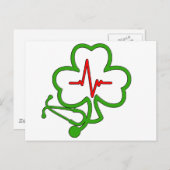 Carte Postale STÉTHOSCOPE shamrock AVEC HEARTBEAT (Devant / Derrière)