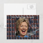Carte Postale Stick a fork in Hillary. Elle a fini ! (Devant / Derrière)