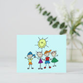 Carte Postale Stick à main Figure Enfants Tshirts et cadeaux (Debout devant)