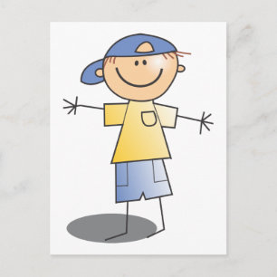 Carte Postale Stick Boy ~ Blue Ball Casquette