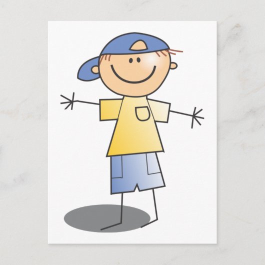 Carte Postale Stick Boy ~ Blue Ball Casquette (Devant)