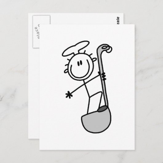 Carte Postale Stick Figure Chef avec Ladle (Devant / Derrière)