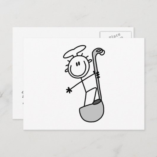Carte Postale Stick Figure Chef Avec Lame (Devant / Derrière)
