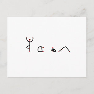 Carte Postale Stick figure de yoga pose orthographe YOGA.