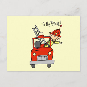 Carte Postale Stick Figure Firefighter à la Secourt