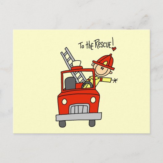 Carte Postale Stick Figure Firefighter à la Secourt (Devant)