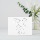 Carte Postale Stick Figure garçon et fille (Debout devant)