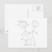 Carte Postale Stick Figure garçon et fille (Devant / Derrière)