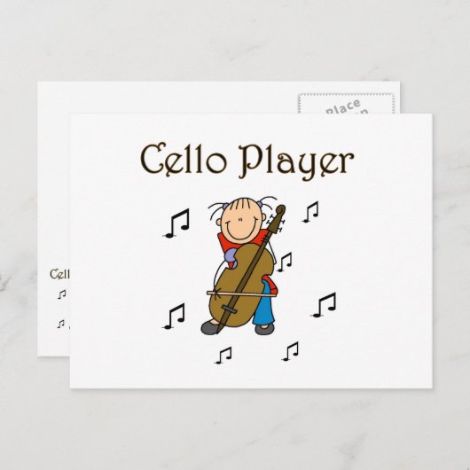 Carte Postale Stick Figure Girl Cello Player T-shirts et cadeaux (Devant / Derrière)