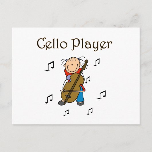 Carte Postale Stick Figure Girl Cello Player T-shirts et cadeaux (Devant)