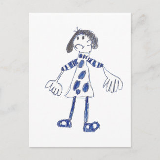 Carte Postale Stick Figure Girl demande pour Hug