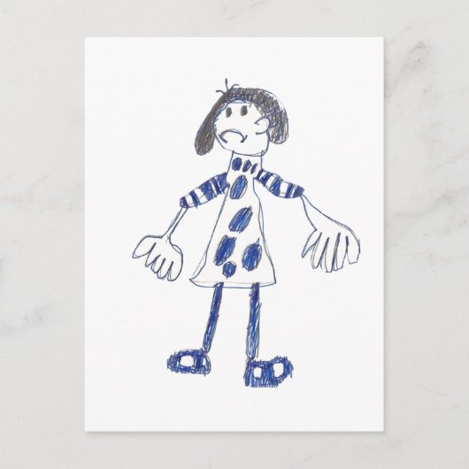 Carte Postale Stick Figure Girl demande pour Hug (Devant)