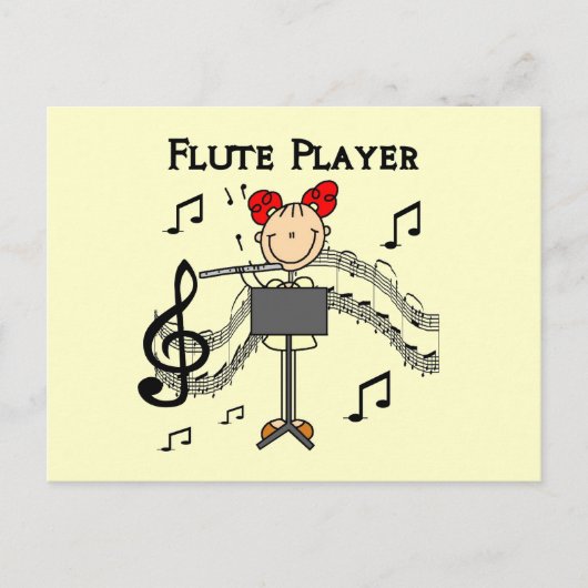 Carte Postale Stick Figure Girl Flute Player Tshirts et cadeaux (Devant)