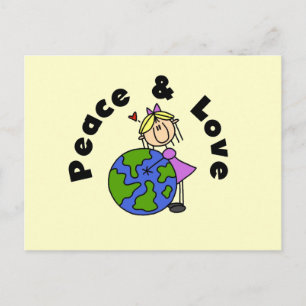 Carte Postale Stick Figure Girl Peace and Love T-shirts et cadea