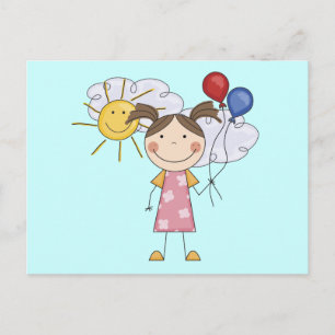 Carte Postale Stick Figure Girl with Balloons T-shirts et cadeau