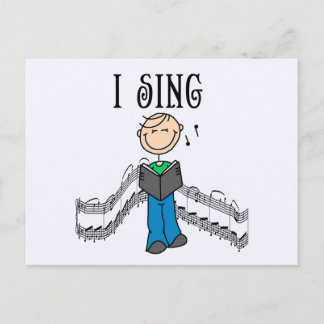 Carte Postale Stick Figure Homme I chante T-shirts et cadeaux