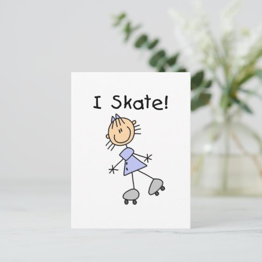 Carte Postale Stick Figure I Tshirts et cadeaux de patinage (Debout devant)