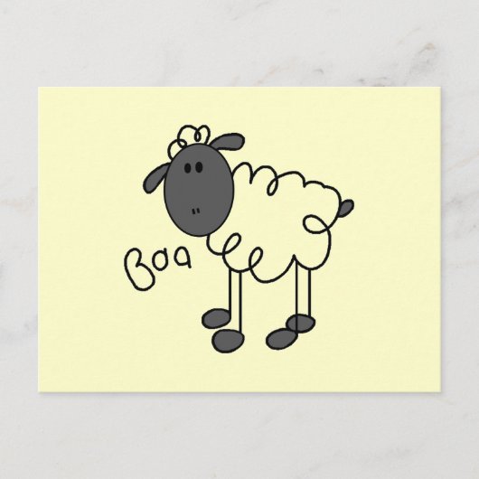 Carte Postale Stick Figure Sheep T-shirts et cadeaux (Devant)