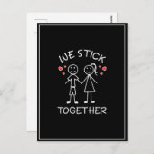 Carte Postale Stick Figure Stickman Couples Valentines Jour Amou (Devant / Derrière)