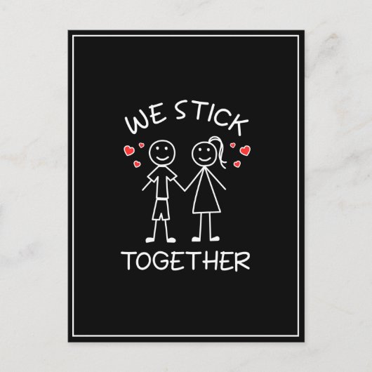 Carte Postale Stick Figure Stickman Couples Valentines Jour Amou (Devant)