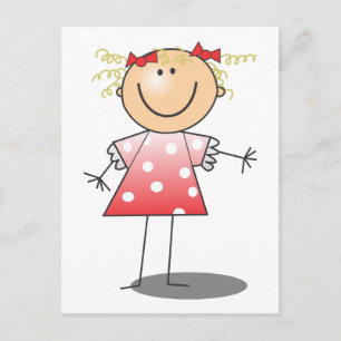 Carte Postale Stick Girl ~ Robe rouge