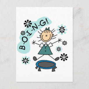 Carte Postale Stick Girl sur Trampoline T-shirts et cadeaux