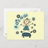 Carte Postale Stick Girl sur Trampoline T-shirts et cadeaux (Devant / Derrière)
