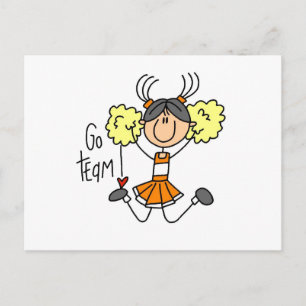 Carte Postale Stick orange Pom-pom girl et cadeaux