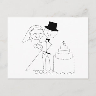 Carte Postale Stick souriant Figure Couple coupe le gâteau Maria