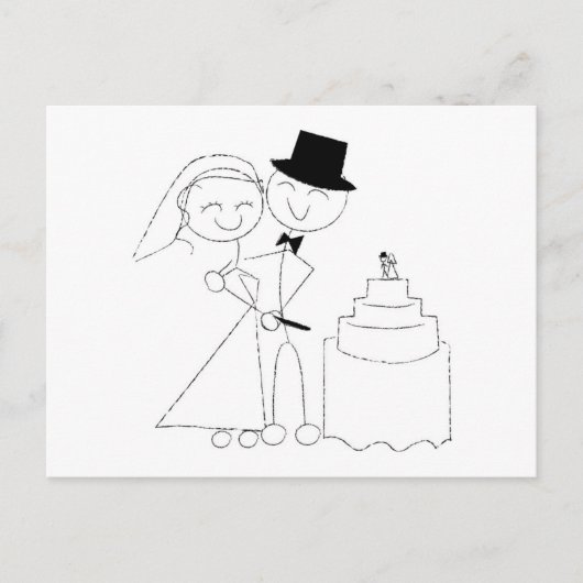 Carte Postale Stick souriant Figure Couple coupe le gâteau Maria (Devant)