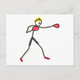Carte Postale Stickman Boxe