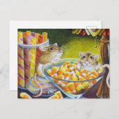 Carte Postale Sticks de bonbons de souris Candy Corn Aquarelle A (Devant / Derrière)